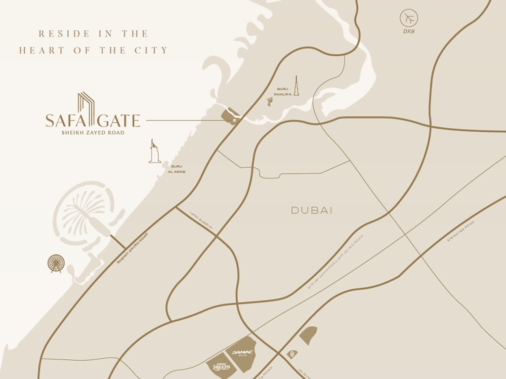 DAMAC Safa Gate Location Map